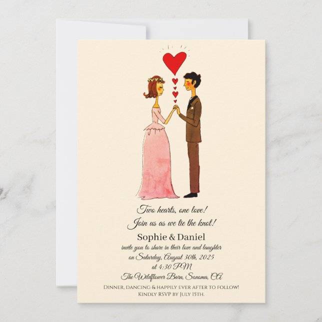 Invitation Mariage Whimsical Couple (Devant)