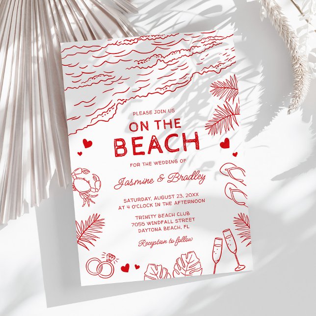 Invitation Mariage Whimsical Doodle Beach (Créateur téléchargé)