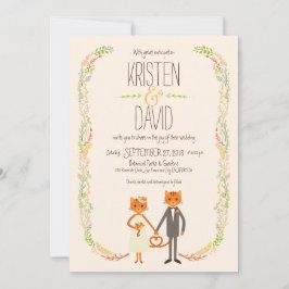Invitation Mariage Whimsical Forest Cats (Crème)