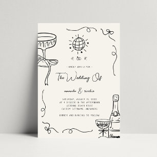 Invitation Mariage Whimsical Français Fun Monogramme main tir