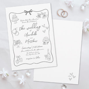 Invitation Mariage Whimsical Gray