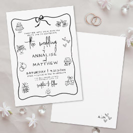 Invitation Mariage Whimsical Quirky tiré à la main