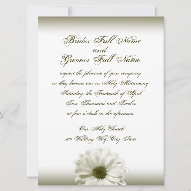 Invitation Mariage White Antique Daisy (Devant)