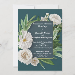 Invitation Mariage White Peony Flowers