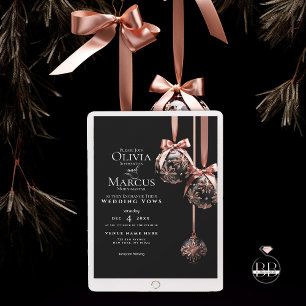 Invitation MARIAGE Winter Pink et Onyx Baubles