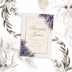 Invitation Mariage Wisteria Golden Frame