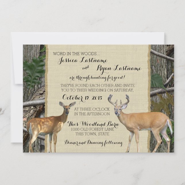 Invitation Mariage Woodland Buck and Doe (Devant)