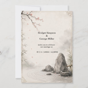 Invitation Mariage Zen Sakura Harmonie Botanique