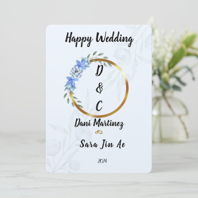 Invitation  Mariages Happy Wedding (Debout devant)