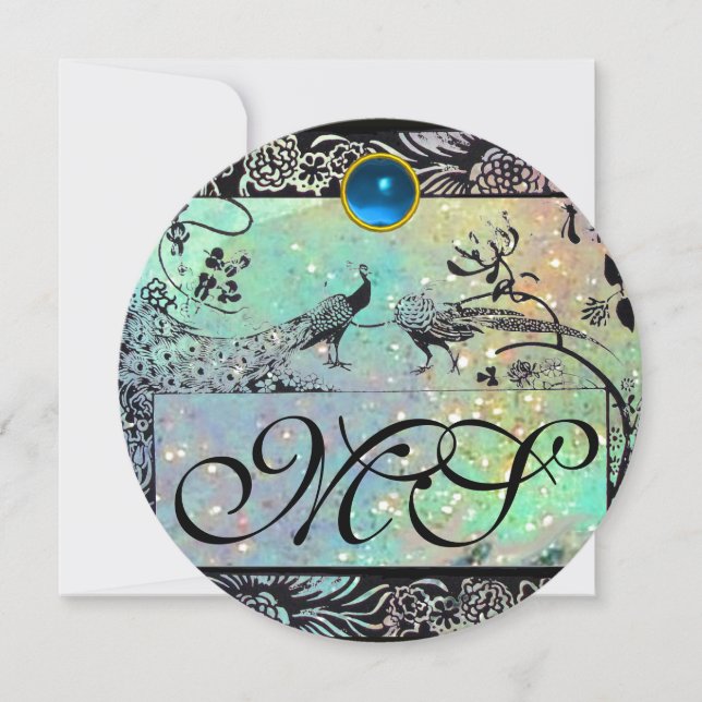 Invitation MARIAGES INSÉPARABLES MONOGRAM champagne vert noir (Devant)