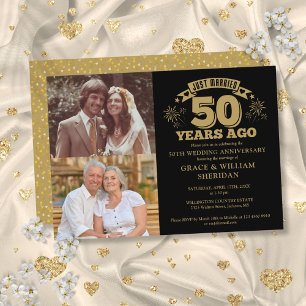 Invitation Marié 50e Anniversaire 2 Photo Gold Noir