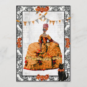 Invitation Marie Antoinette et Halloween de chat noir