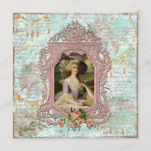 Invitation Marie Antoinette et Roses roses