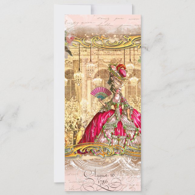 Invitation Marie Antoinette Pink Party à Versailles (Devant)