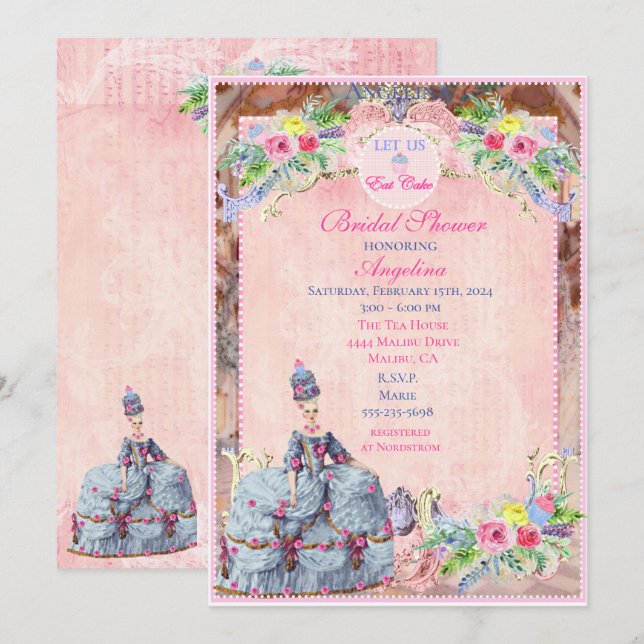 Invitation Marie Antoinette~Qu'elles mangent de la brioche (Devant / Derrière)