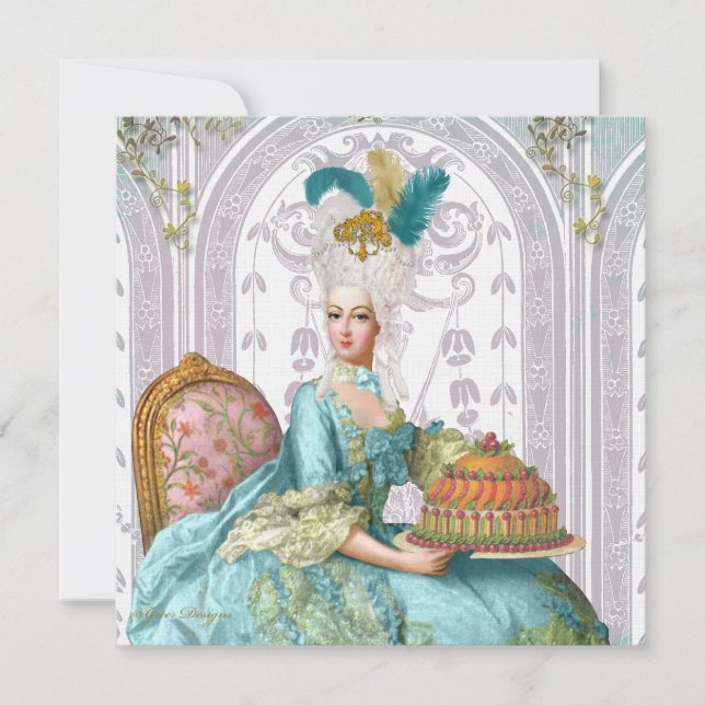 Invitation Marie Antoinette Qu'ils mangent de la gâteau (Devant)