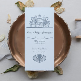 Invitation Marie Antoinette Rococo Dusty Mariage bleu