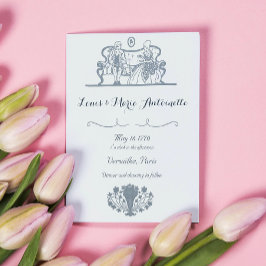 Invitation Marie Antoinette Rococo Dusty Mariage bleu