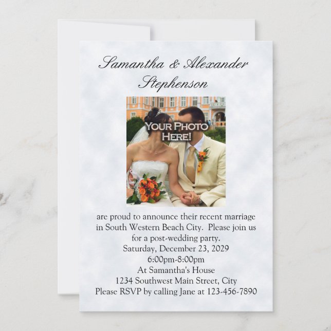 Invitation Marié, deux bandes d'or/nuages (Devant)