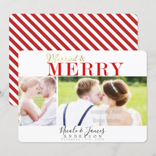 Invitation Marié & Joyeux Noël Holiday 2 Photos Photo