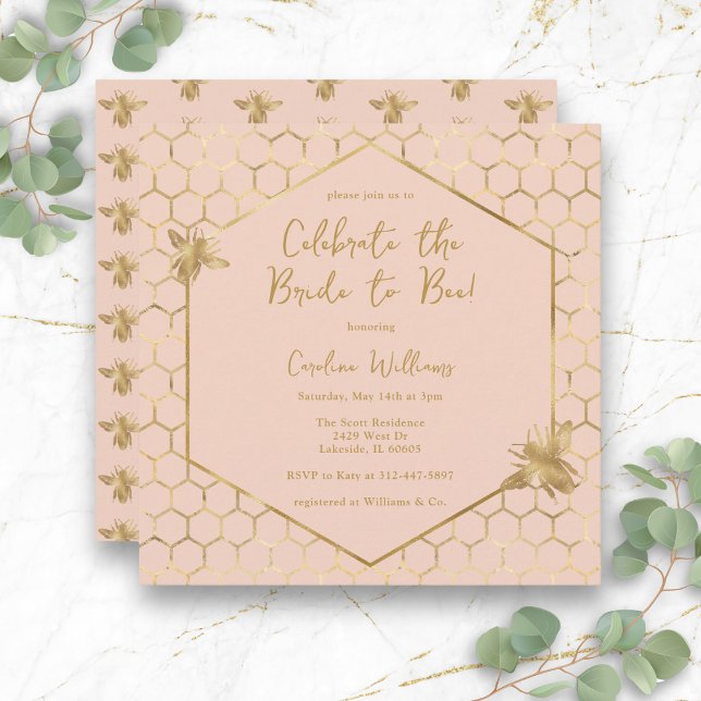 Invitation Mariée à Abee Elégante Fête des mariées en or rose (Créateur téléchargé)
