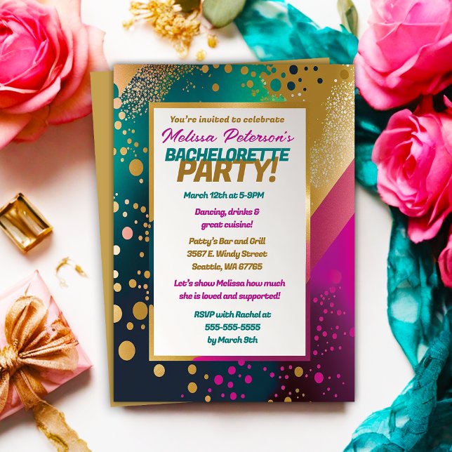 Invitation Mariée à être chic Confetti Bachelorette Party (Créateur téléchargé)