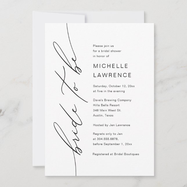 Invitation Mariée à être, Fête des mariées Dinner Party (Devant)