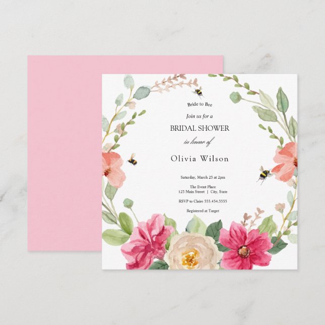 Invitation mariée à être verte élégante douche nuptiale (Devant / Derrière)