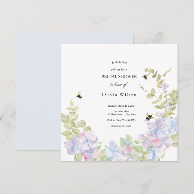 Invitation mariée à être verte élégante douche nuptiale (Devant / Derrière)