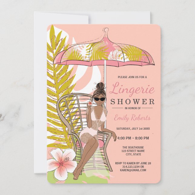 Invitation Mariée Afro-Américaine Douche de Lingerie (Devant)