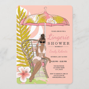 Invitation Mariée afro-américaine sous la douche lingerie