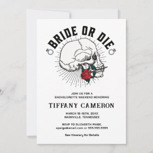 Invitation Mariée au crâne ou fête de bachelorette gothique