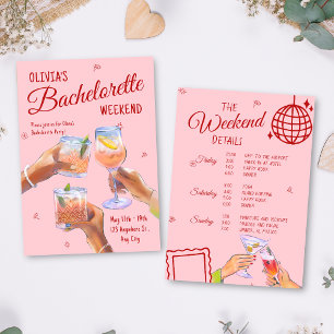 Invitation Mariée Bachelorette Week-end Itinéraire Rose