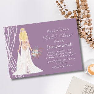 Invitation Mariée Bohème aux Cheveux Blonds Avec Perles Ba