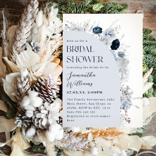 Invitation Mariée Boho Fleur sauvage bleu de la Marine Floral