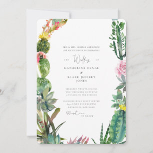 Invitation Mariée Cactus Tropical Parents Arrondis