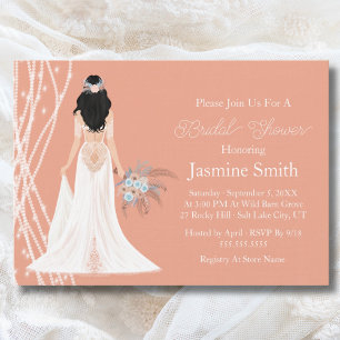 Invitation Mariée Cheveux Noirs Bohème Avec Perles Enterremen