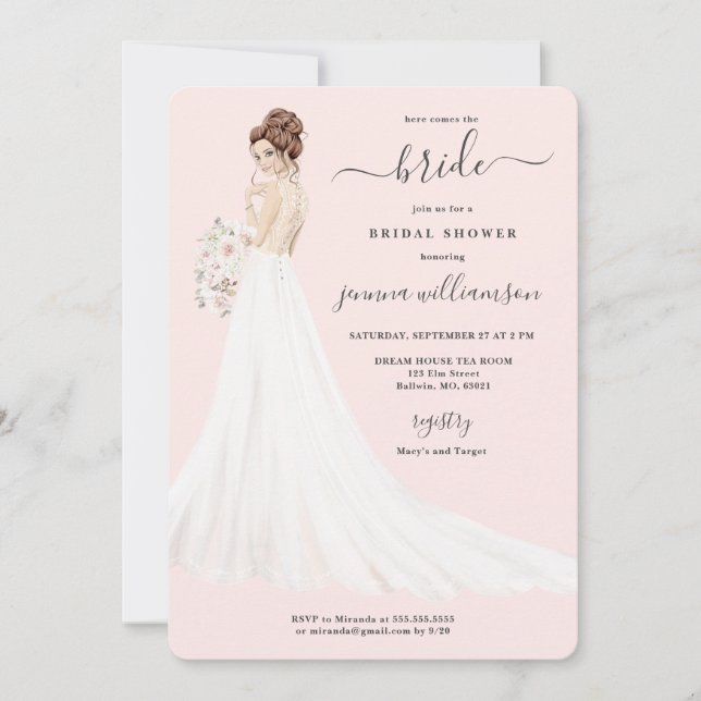 Invitation Mariée dans la Fête des mariées Lace Gown (Devant)