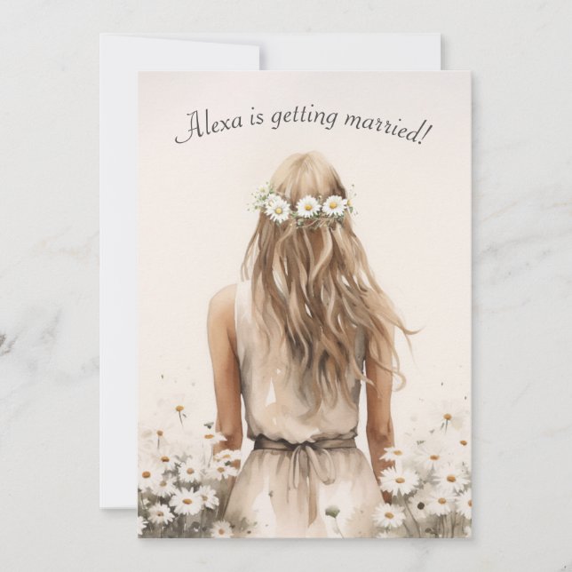 Invitation Mariée Dans Les Marguerites Avec Le Laurel Des Che (Devant)