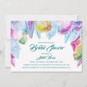 Invitation Mariée de cristal Arc-en-ciel Aquarelle Gemme Ente