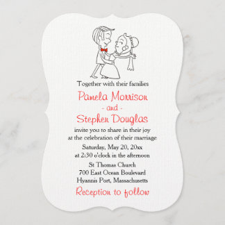 Invitation Mariée de dessin et Mariage noir, blanc et rouge