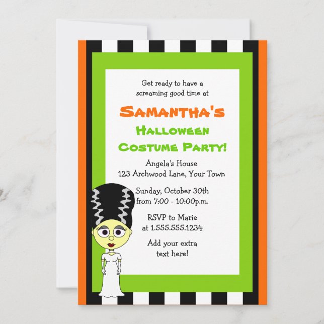 Invitation Mariée de Frankenstein Halloween Costume Party (Devant)