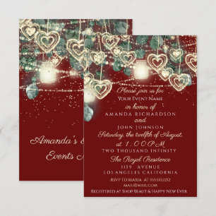 Invitation Mariée de mariage Rustique Bois Or Marron Menthe H