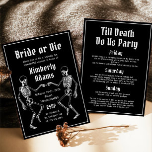 Invitation Mariée d'Halloween ou Die Skeleton Bachelorette Pa