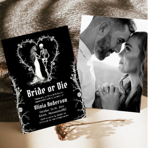 Invitation Mariée d'Halloween ou Die Skeleton Bachelorette Pa