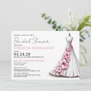 Invitation Mariée en Fête des mariées Hibiscus rose fleur