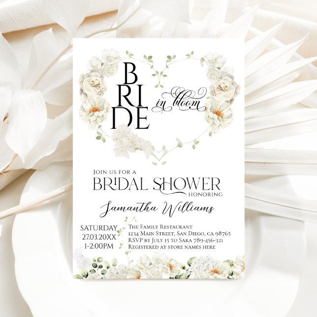 Invitation Mariée en fleurs Fête des mariées du coeur floral (Créateur téléchargé)