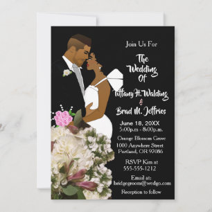 Invitation Mariée et marié afro-américains Mariage blanc