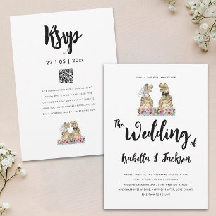 Invitation Mariée et marié dinosaures Mariage bohème aux fleu