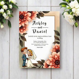 Invitation Mariée et marié floraux à l'aquarelle Mariage roma